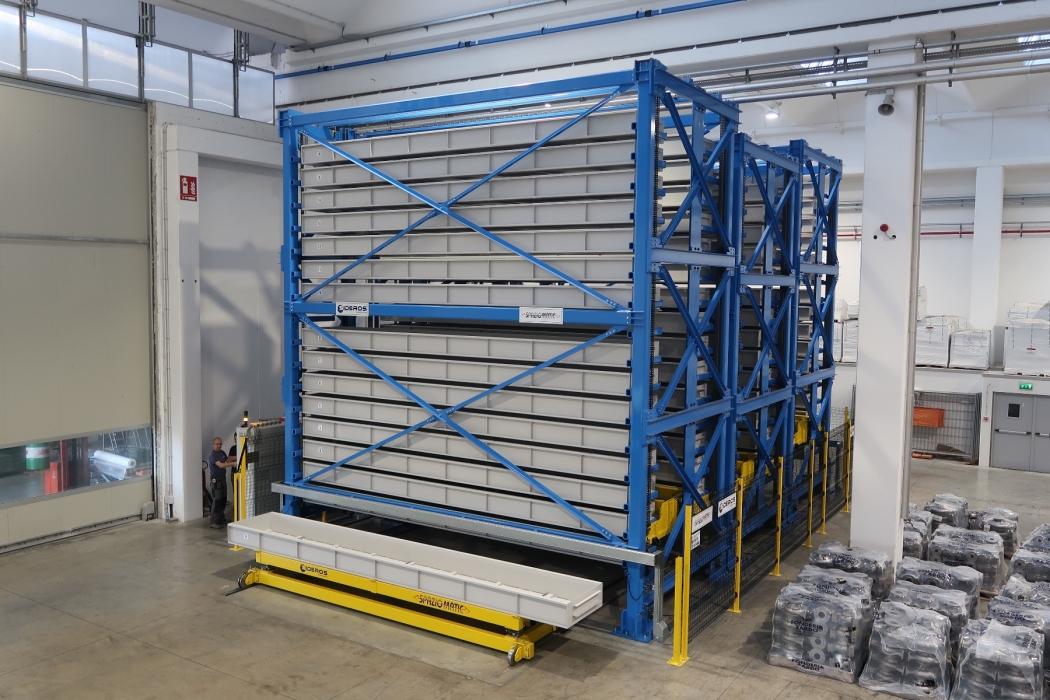 magazzini automatico per barre e tubi 6500x850x300  tripla torre  spaziomatic sideros engineering | Automatisches Stangen- und Rohrelager