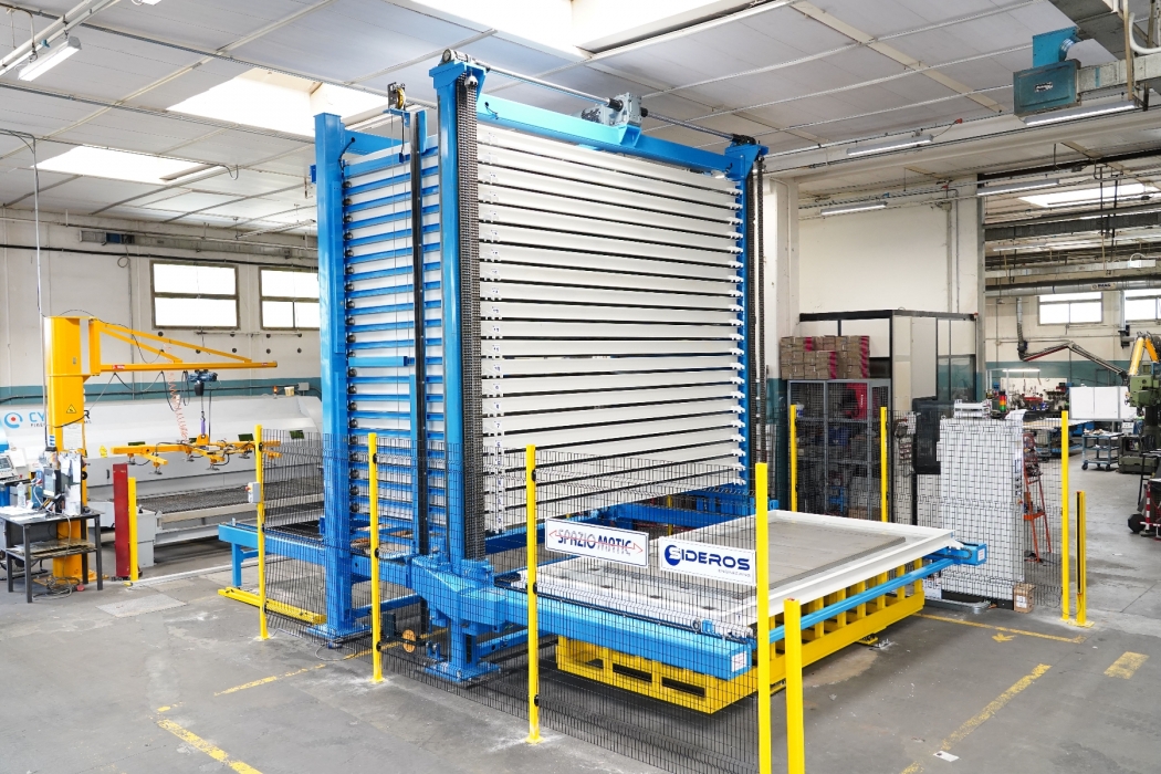 magazzino automatico per lamiere 2000 x 4000 con scarico posteriore  Spaziomatic  Sideros Engineering | Sheet Metal Storage Systems